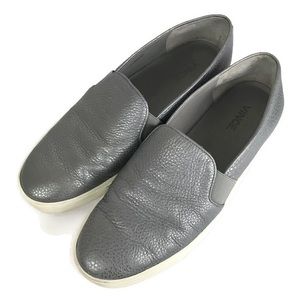 Vince Gray Leather Slip-On Sneakers